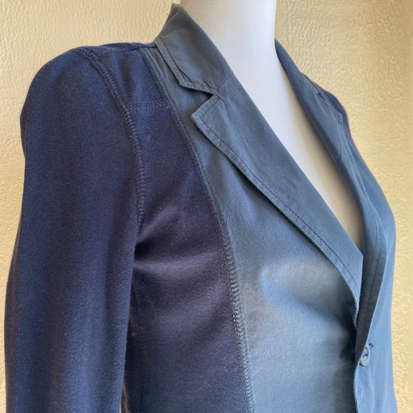 Free People navy blue t-shirt jacket with drawstring back Size 8 - Picture 10 of 16